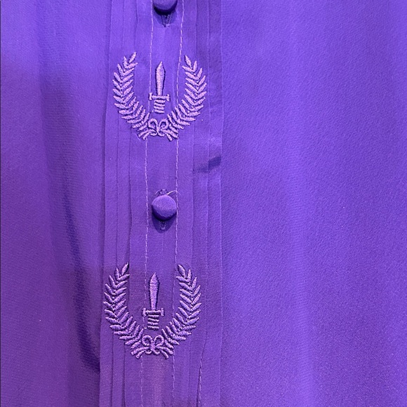 Vintage yves st Clair 2 Deep Purple Button Down Shirt & skinny neck scarf 16 w - Picture 3 of 10